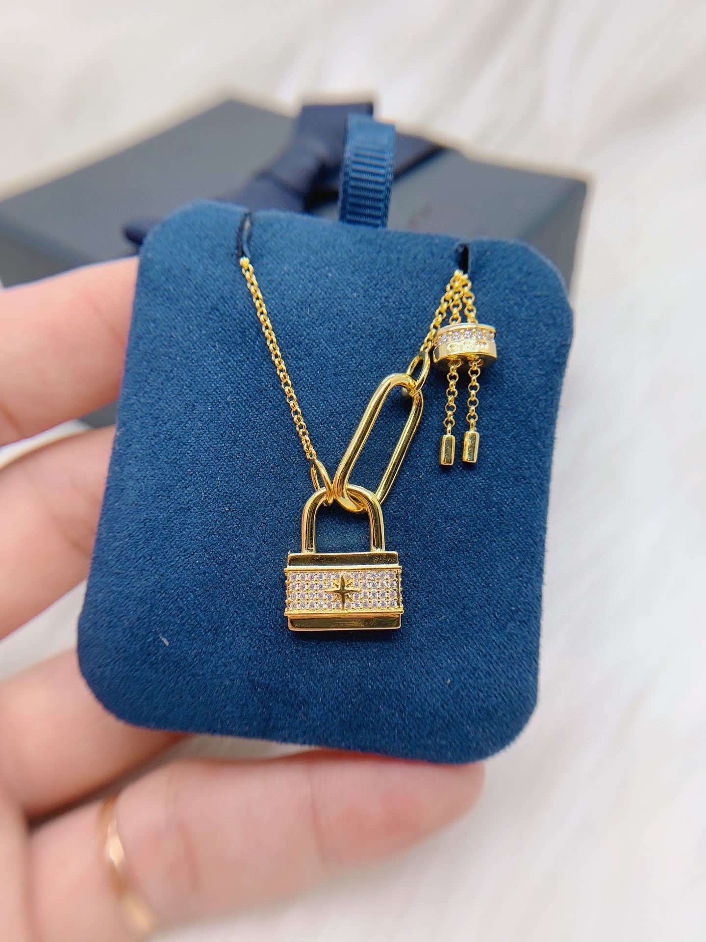 APM Monaco Gold Lock Pendant Necklace